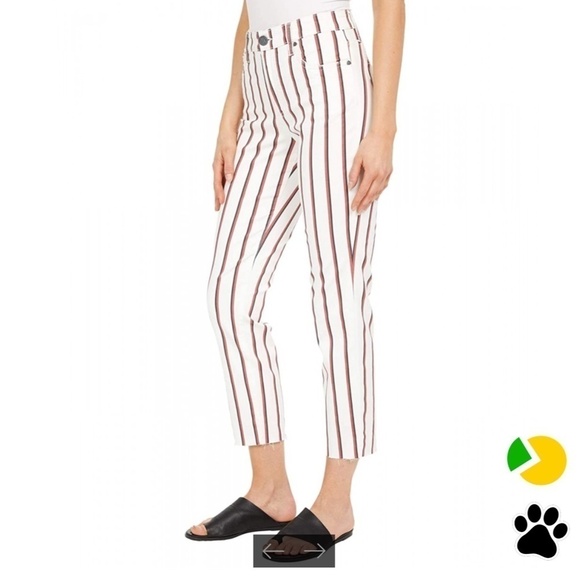 Kut from the Kloth Reese High Rise Ankle Straight Raw Hem Ivory/Right - Size 2 - Picture 3 of 14